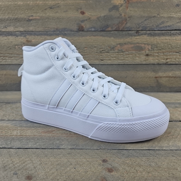 Adidas Women's Bravada 2.0 Mid Platform Canvas Shoes Cloud White - Picture 1 of 10